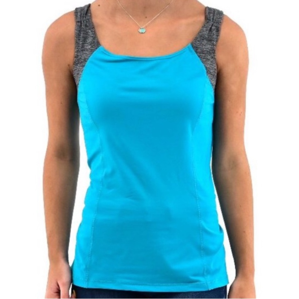 lululemon athletica Turquoise & Heather Gray Athletic Tank Top